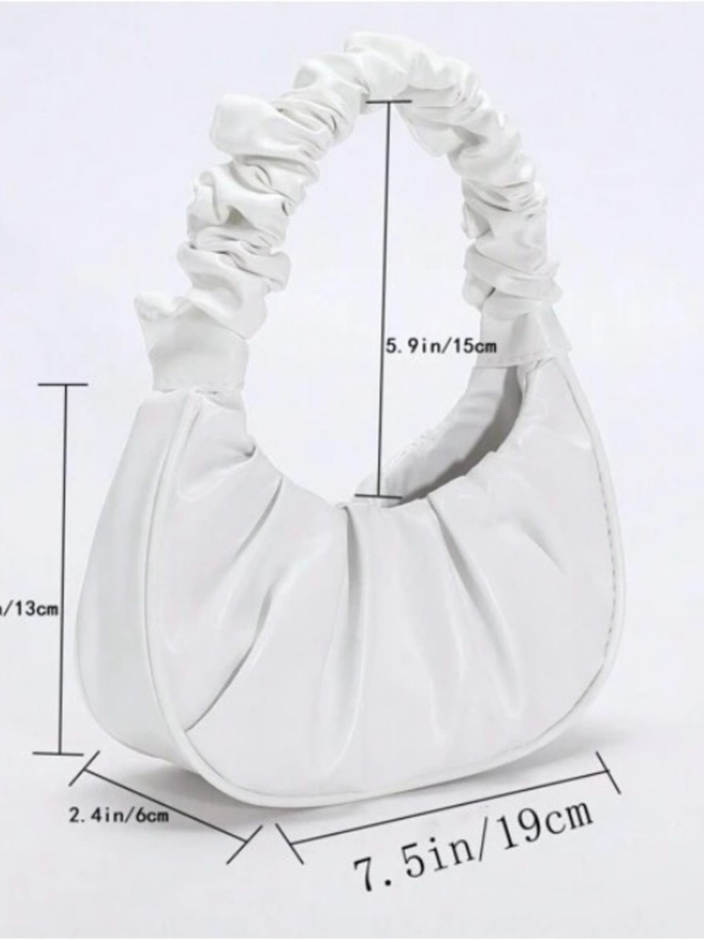 White Ruched Mini Purse - Picture 6 of 6